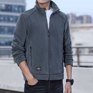 台灣熱賣Top1【桃園L-6XL加大碼】搖粒絨抓絨衣外套男 戶外保暖 打底衣吉普 加絨加厚上衣男 冬季外套 拉鏈口袋 蓄