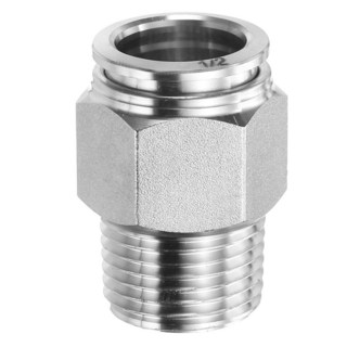 [ 1185002 ] 하펀턴 푸시 투 커넥트 피팅 1.3cm(1/2인치) 튜브 외경 x 1cm(3/8인치) NPT 나사 수평 직선 유니온 304 스테인리스 스틸 퀵 공압 액세서, 1개