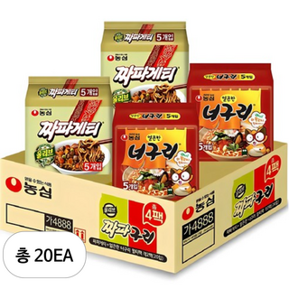 농심 짜파게티 + 얼큰한 너구리, 20개