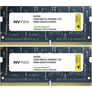 NVTEK 64GB 2x32GB DDR4-3200 PC4-25600 SODIMM 노트북 램 메모리 업그레이드, 64GB (2X32GB)