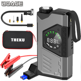 BOACE 보조배터리 긴급시동 점프스타터+타이어 공기압 주입기+스마트 점프 케이블+대용량 배터리 일체형, 14800mAh, 1개