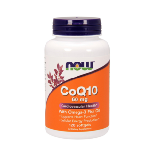 NOW Foods CoQ10 60mg&Omega-3魚油軟膠囊, 120顆, 1罐