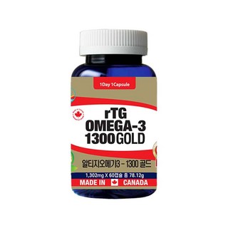Canada 캐나다 통라이프- rTG 알티지 오메가3골드-1300-2개월분-1병, 60정, 1개