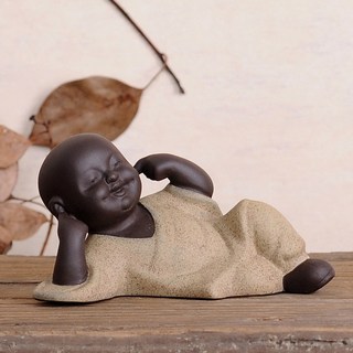 創意不聽不看不說紫砂茶寵擺件精品可養個性三不沙彌小和尚茶從寵, 三不小和尚--不聽