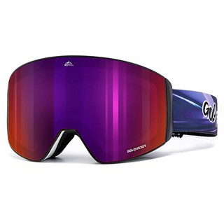 SMT 超廣角磁吸滑雪鏡 可戴眼鏡 雪鏡 REVO鍍膜 滑雪護目鏡 防霧高清晰抗UV 風鏡, 炫彩紫