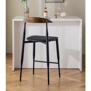 吧檯椅/高腳椅/酒吧椅/吧檯凳 - 多功能時尚高腳椅，提升居家品味, 60座高胡桃色靠背+黑色皮坐墊, 1個