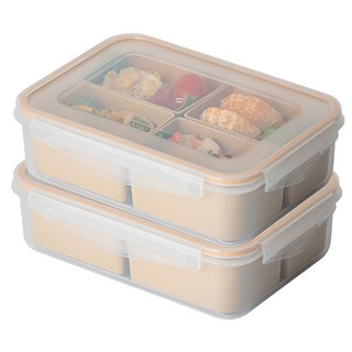 나누담 나눔 반찬통 밀프랩 4칸 밀폐용기, 1세트, 1.5L(2P)