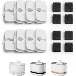 페트리브로 고양이 분수대 스테인리스 트레이가 있는 실내 고양이용 앱 모니터링 애완동물 2.5L84온스 도크스트림 자동 식수 디스펜서 2.4G Wi-Fi 스마트 볼 내부, Fountain+8 Filters, White