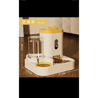신형 자동 고양이 급식기 강아지 밥그릇 애완동물 물통 일체형 디스펜서, 03 YELLOW