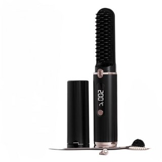 享家品 直髮梳，負離子護髮，快速加熱，多段溫控，360度旋轉電線, 1個, 黑色