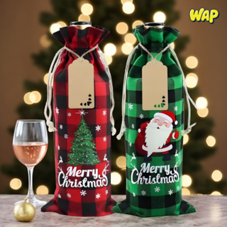 WAP 1+1 크리스마스 와인 파우치 커버 소품 더스트백 홈파티