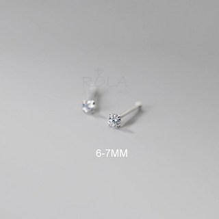 ROLA蘿拉銀飾飾品 999足銀養耳棒 2MM水鑽圓珠純銀耳針 免耳堵耳扣 18色可選