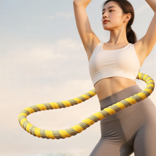 加重加長環保高密度滌綸呼啦圈, 黃色, 1個, 1.5kg