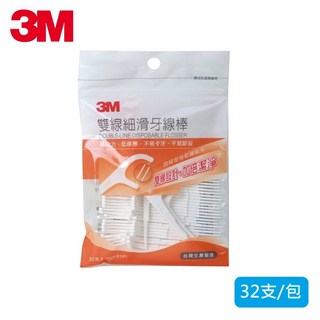 3M雙線細滑牙線棒-散裝超值量販包 32支/包 雙線 牙線棒, 32支, 1包