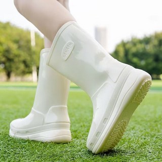 時尚中高筒雨靴 防水保暖外穿雨鞋 日系外貿水鞋膠鞋套鞋