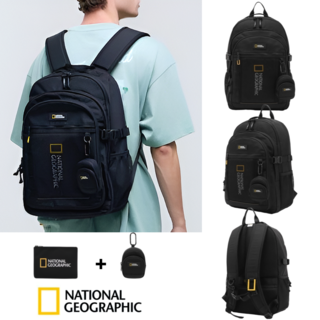 [국내매장 정품] 내셔널지오그래픽 백팩 가방 직장인 중학생 고등학생 노트북 아이패드 신학기 남자 여자 책가방 + 파우치 + 에어팟 케이스