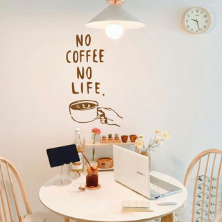 래미리아 홈데코 아이디어 커피 라이프 창문 스티커, 브라운