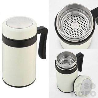 오픈비 보온보냉 손잡이 텀블러(450ml) (화이트) 기념품 컵뚜껑텀블러 스텐