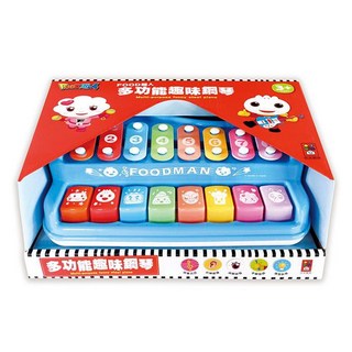 FOOD超人多功能趣味鋼琴 紅/藍 (附樂譜本和敲打棒) 風車出版 適合3歲以上 訓練聽覺培養音感, 1個, FOOD超人多功能趣味鋼琴 藍(風車), 藍色