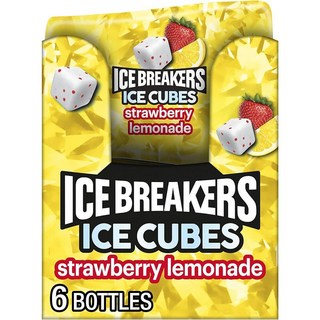 ICE BREAKERS Ice Cubes 딸기 레모네이드 무설탕 츄잉껌 병 91.9g(3.25온스) (6개 40개), 6개들이 팩, 6개