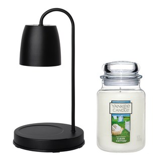 양키캔들 라지자 623 g 문나잇 캔들워머 세트 (국내산 밝기조절), 01 블랙, 04 클린 코튼