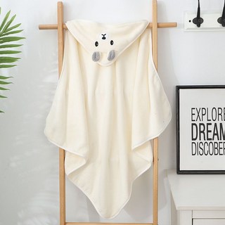 浴巾加大浴巾吸水浴巾速乾浴巾寶寶洗澡毛巾帶帽新生兒斗篷兒童浴巾超柔軟吸水保暖珊瑚絨抱被, 淺灰色浴巾包被,經編80*80釐米【0-2歲, 1個