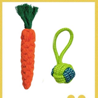 寵物玩具組合 臺灣出貨 發聲磨牙玩具 耐咬繩結 泰迪比熊幼犬適用 中小型犬益智玩具, 1個, 胡萝卜+单耳球【洁牙护齿耐咬】2件套A