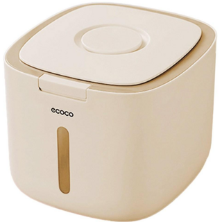 【ECOCO】意可可自動開蓋米桶 防蟲防潮 儲存罐 儲米箱 防潮儲米桶 彈蓋儲米桶 防潮桶 儲米罐 乾糧桶 飼料桶, 1個, E2029自動開蓋米桶-奶油色