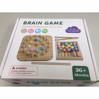 木製玩具E1S 腦力訓練記憶力遊戲棋 親子互動專注力夾珠桌遊, 1個, 彩盒微凹（已折扣、商品完整）可自用