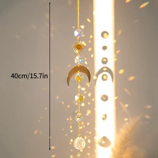 크리스탈 바람 차임 프리즘 태양 포수 수제 보석 정원 매달려 펜던트 레인보우 체이서 장식 창, 08 8 40cm, 08 8 40cm