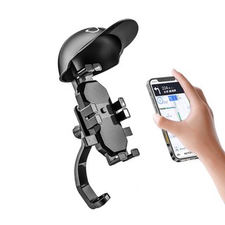 機車手機架 腳踏車手機架 後照鏡支架 車把支架 遮陽手機架 外送手機支架 擋雨手機支架 安全帽八爪支架, 裝左邊後照鏡款手機架, 黑色, 左後照鏡款