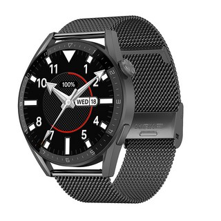 DT3+1.36인치 고화질 블루투스 통화 스마트워치 오프라인 결제 NFC 도어카드 심박수 혈압 선물, 블랙 스틸, 하나