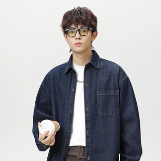 UPPERCUT 남성 워싱 데님셔츠 루즈핏 오버핏 청남방 남녀공용 청자켓 빅사이즈 남방 셔츠 블랙 데님셔츠