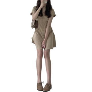 루나모드 린넨 베이직 반팔 셔츠원피스 K0215