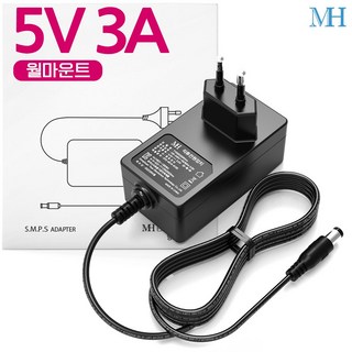 명호전자 5V 3A 어댑터 5V 3000mA 아답터 잭 5.5파이, 1개