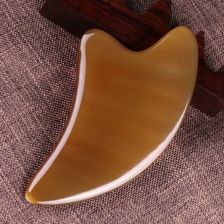 牛角刮痧板 全身通用面部美容按摩頸部背部刮痧片套裝, 心形牛角1個,天然牛角, 1個