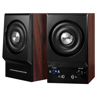 Kinyo 二件式木質立體擴大音箱, PS-2000, 黑色 + 深木紋色