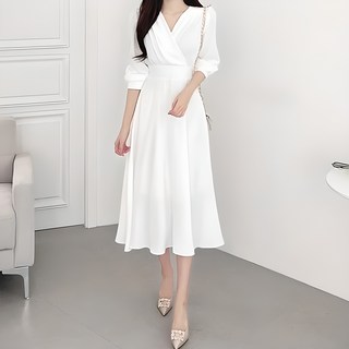 에스알비 랩 주름 롱 원피스