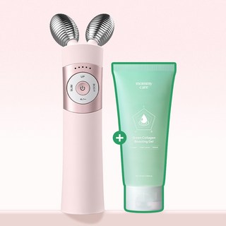 마미케어 홈케어 뷰티 디바이스 얼굴 윤곽 탄력 마사지기 EMS 브이쎄라 + 부스팅젤, 핑크