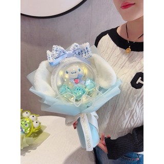 超暖心台灣現貨IG網美同款波波球花束 草莓熊熊抱哥 生日禮物送男女朋友情人節交換禮物教師節禮物畢業禮物, 大耳狗+髮箍+禮物袋, 1個