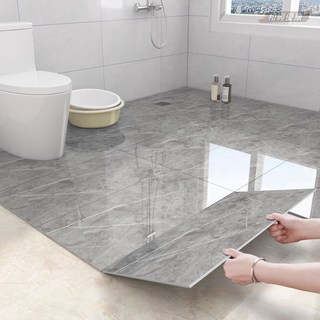 地板貼 地貼 防滑耐磨浴室廁所自黏大理石瓷磚地板裝飾貼, 清韻白 30*60CM/片,10P裝【防水防滑】