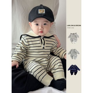 로이앤한나 신생아~12개월 남아 아기 해군풍 세일러카라 니트 북유럽풍 우주복