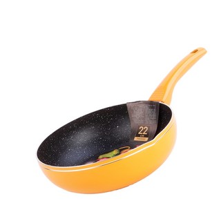 潔豹 大理石不沾小炒鍋 22CM (導磁不銹鋼加底 IH電磁爐可用、平煎鍋、不沾鍋、單柄鍋), 1個