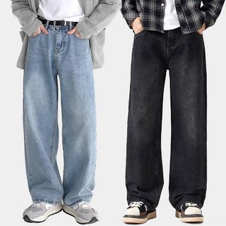 남자 청바지 와이드 밴딩 데님 사계절 일자 빅사이즈