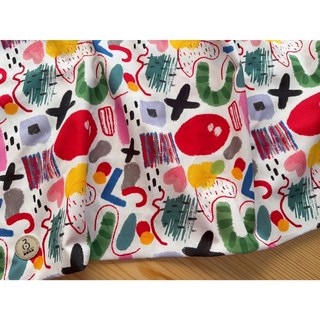 銅板布料 全棉布 彩色抽象塗鴉 幅寬110cm 拼布/袋包/洋裝/家飾/DIY/印花, 1個