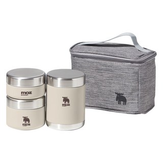 MOZ 스웨덴 포스코 316 올스텐 보온도시락 3종 도시락가방 수저 세트, 오트밀베이지, 1세트