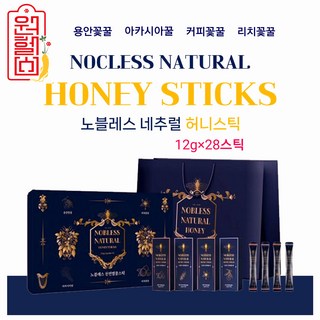노블레스 천연벌꿀스틱 용안꿀 커피꿀 리치꿀 아카시아꿀 100% 12g*28포, 28개, 12g
