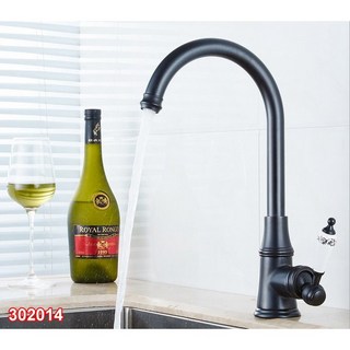 全銅廚房水龍頭 黑古/仿古銅色水龍頭 冷熱水可旋轉水龍頭 014, 1個