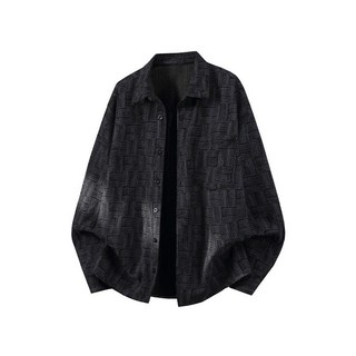 復古風肌理感寬鬆翻領長袖襯衫 - C2279
