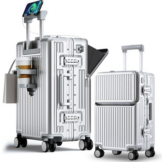 3년AS REGESY 캐리어 알루미늄프레임 경량화 저소음 360도 회전 브레이크 휠 USB 충전포트 컵홀더 핸드폰 거치대 중대형 여행용 기내용 캐리어